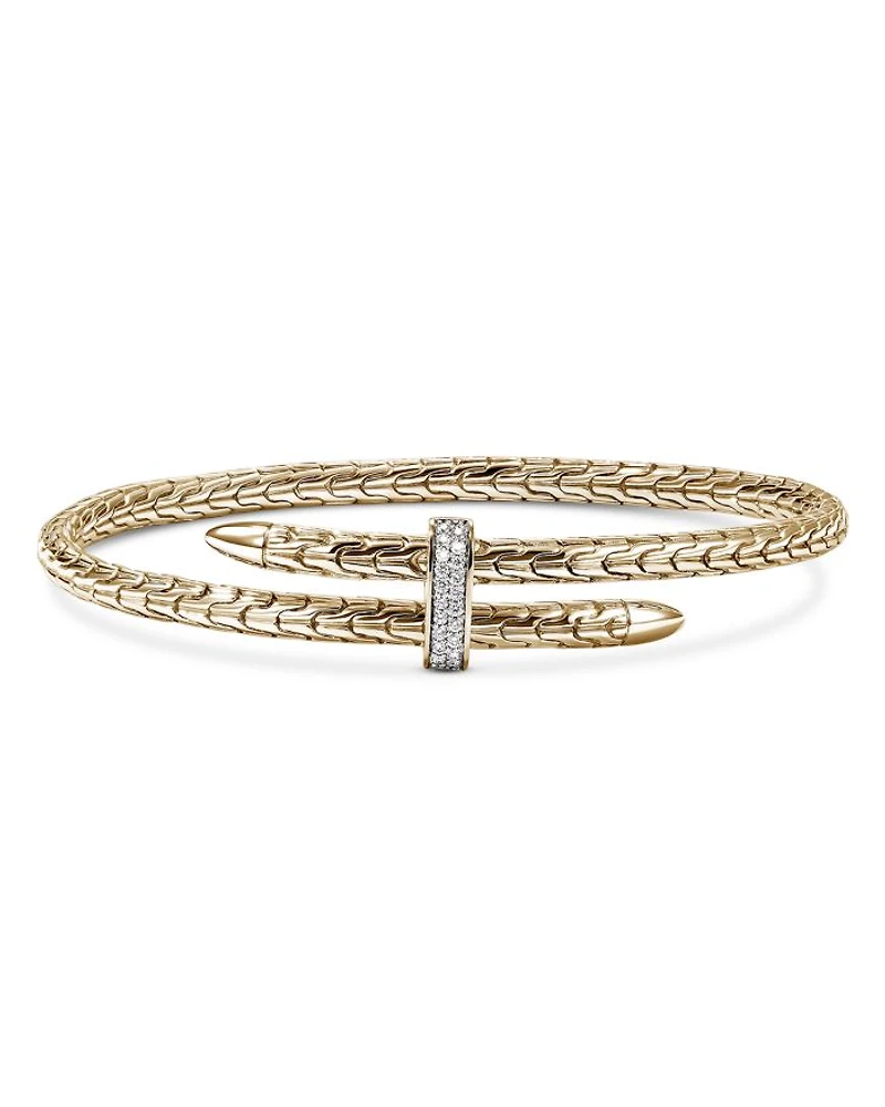 14K Yellow Gold Diamond Spear Flex Cuff Bracelet