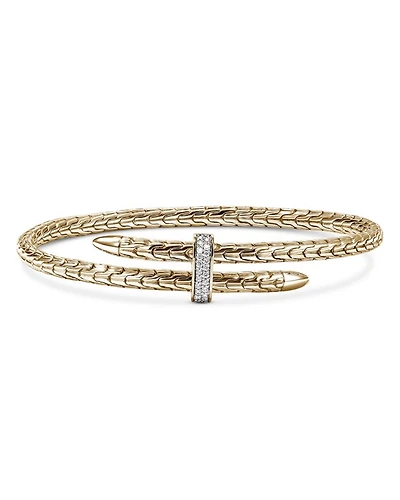 14K Yellow Gold Diamond Spear Flex Cuff Bracelet