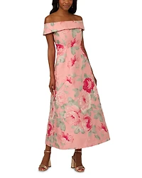 Adrianna Papell Off The Shoulder Jacquard Dress