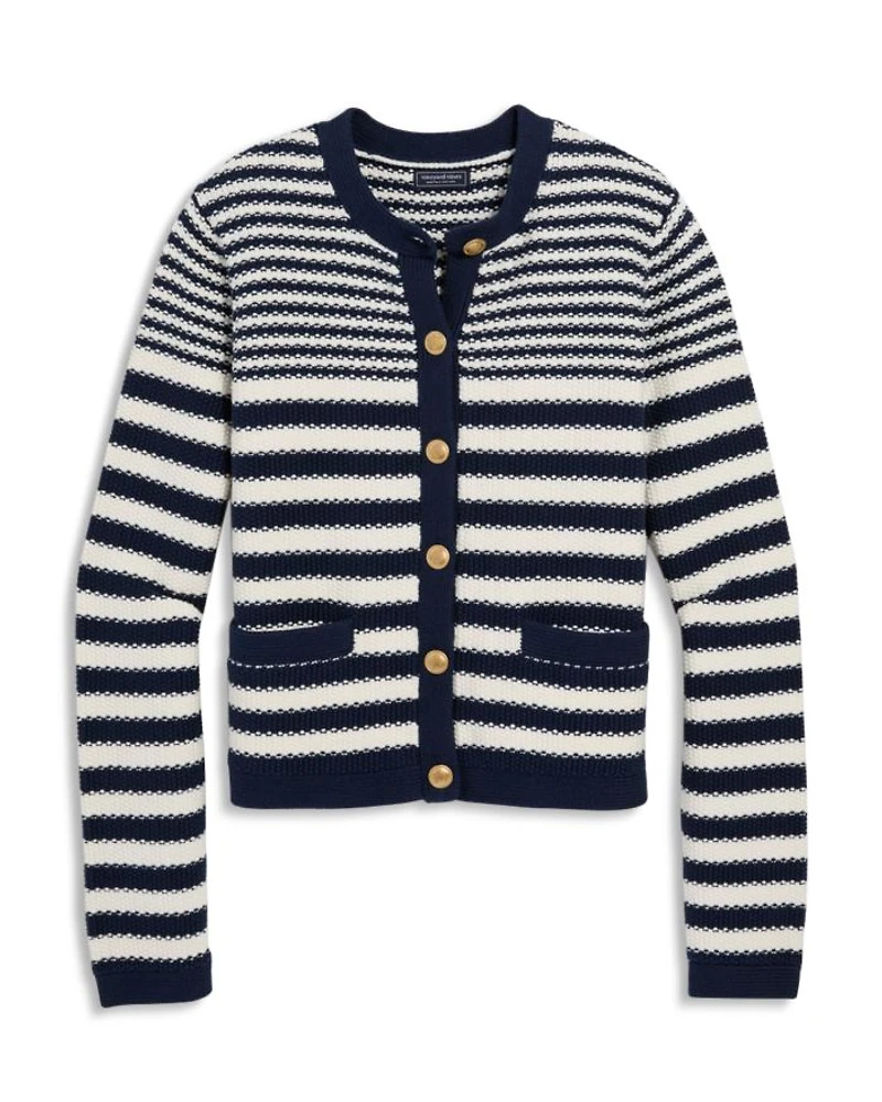 Cotton Cashmere Stripe Texture Cardigan