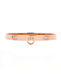 Pre-Owned HERMES Pm Collier de Chien Bracelet 18K Rose Gold with Pave Diamond Studs