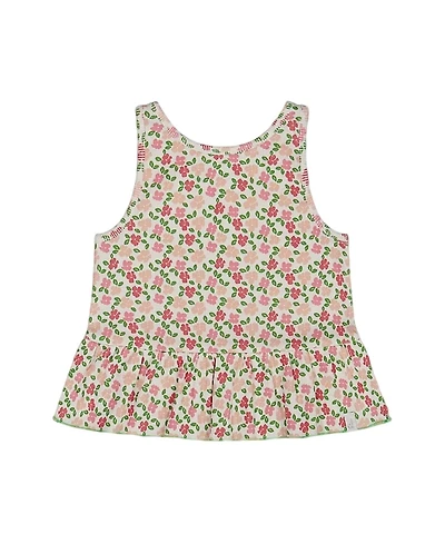 Deux par Deux Girls' with Flounce Small Flowers Printed Tank Top - Little Kid