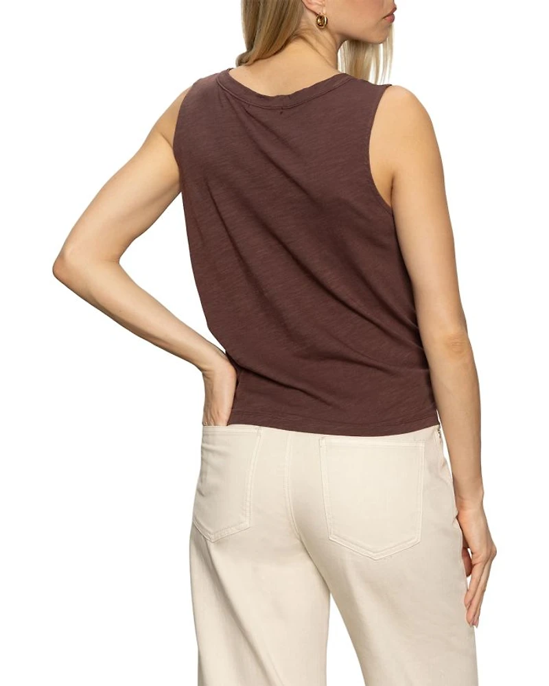 Notched Button Front Tee