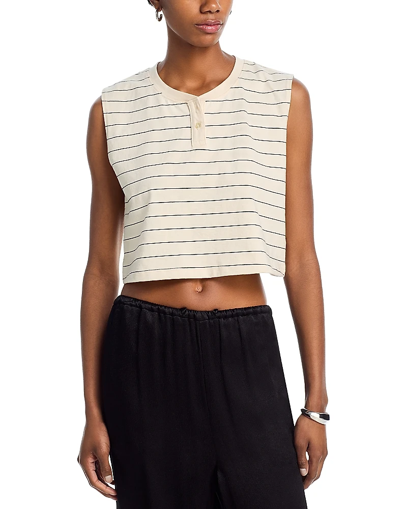 Leset Margo Sleeveless Cropped Henley Top