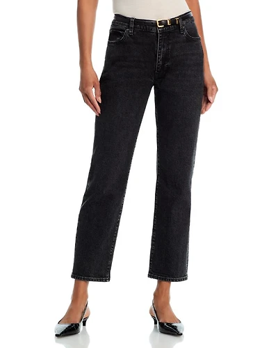 The Borrowed High Rise Ankle Slim Straight Jeans Deco