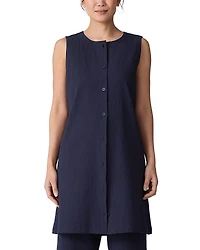 Eileen Fisher Petites Cotton Pucker Back Tie Vest