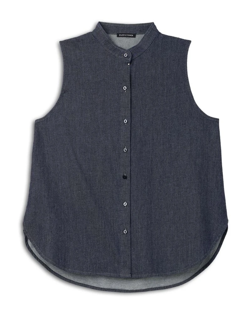 Mandarin Collar Sleeveless Shirt