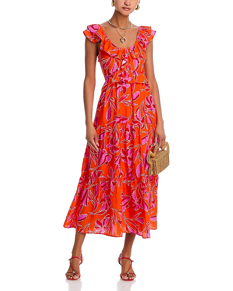 Aqua Leaf Ruffle Dress - Exclusive