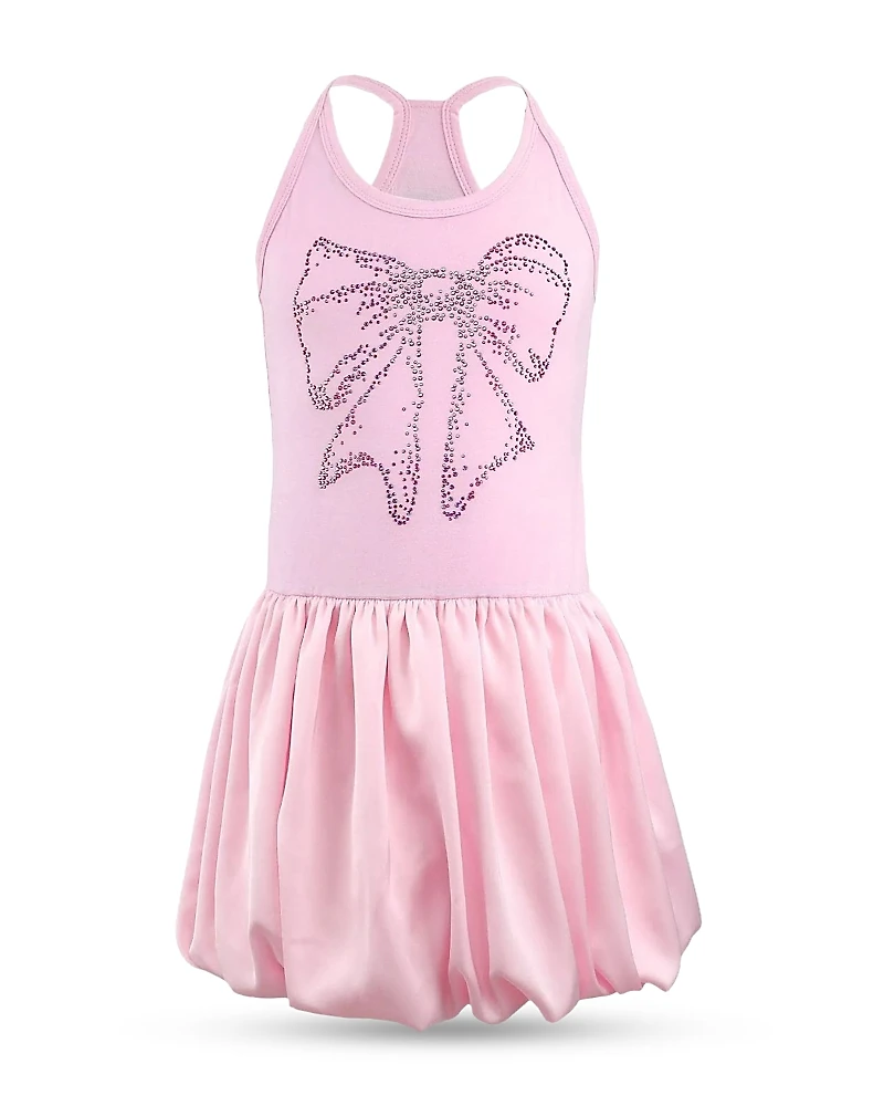 Lola + The Boys Girls' Crystal Bow Bubble Dress - Little Kid, Big Kid