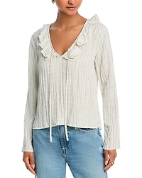 Bella Dahl Linen Ruffle Tie Neck Top