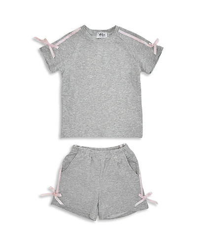 Lola + The Boys Girls' Sporty Bows Tee & Shorts Set - Little Kid, Big Kid