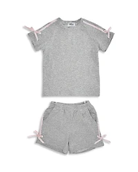 Lola + The Boys Girls' Sporty Bows Tee & Shorts Set - Little Kid, Big Kid