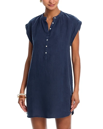 Bella Dahl Linen Cap Sleeve Henley Mini Dress