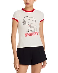 Re/Done 60s Slim Ringer Snoopy Tee
