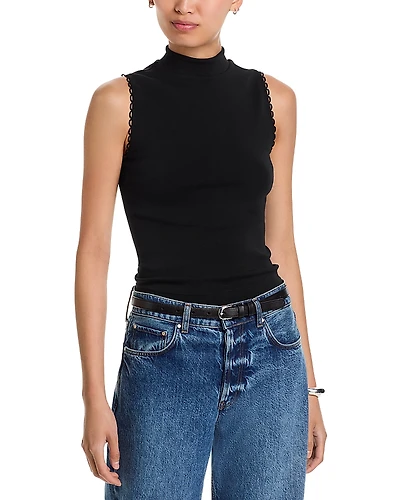 Re/Done Mock Neck Scalloped Tank