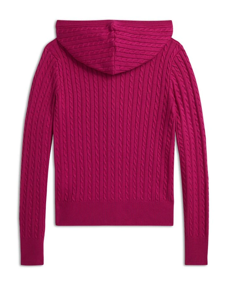 Girls' Mini Cable Cotton Full Zip Hoodie - Big Kid
