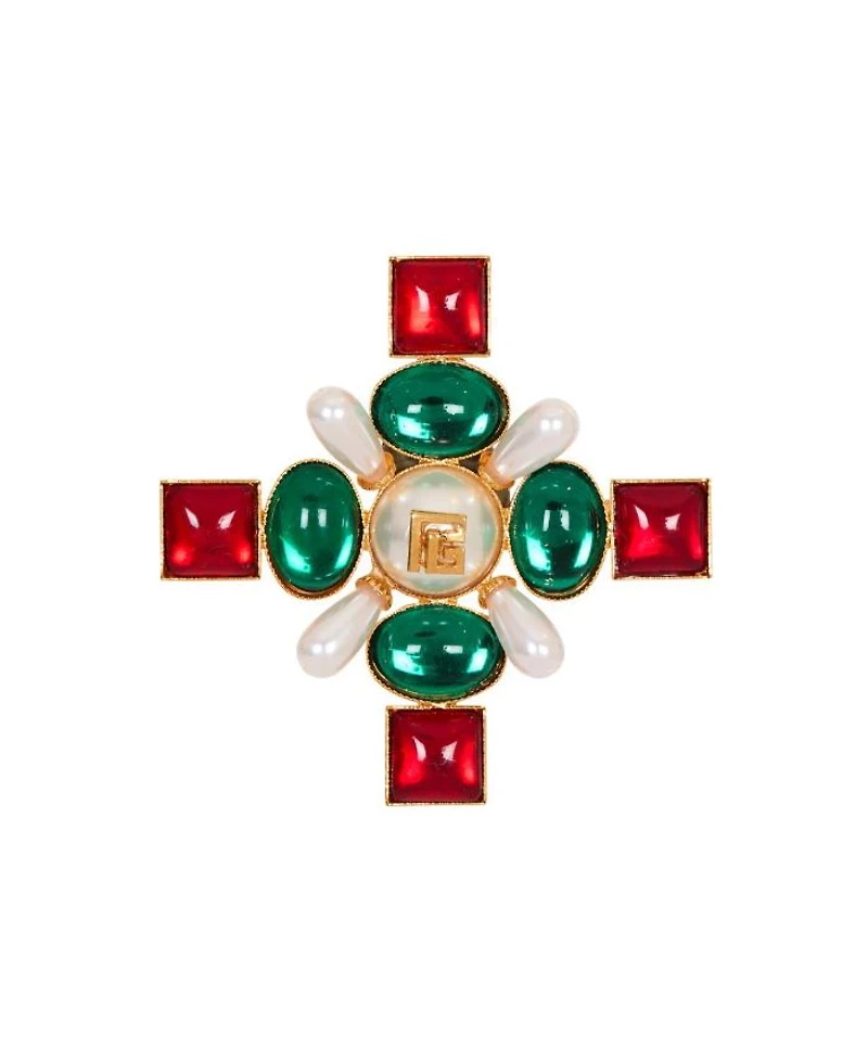 Baroque Bead and Crystal Brooch