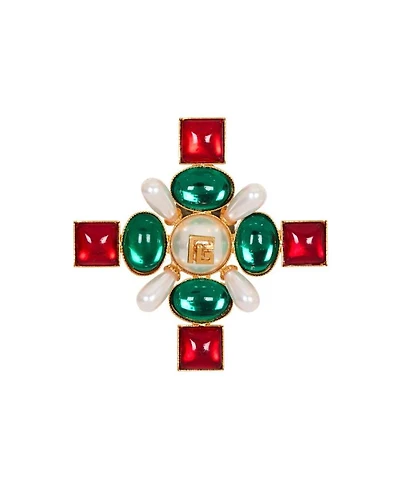 Baroque Bead and Crystal Brooch