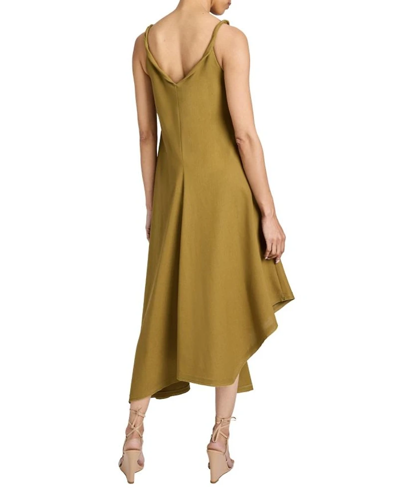 Kourt Asymmetric Sleeveless Linen Blend Midi Billow Dress