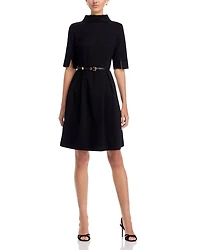 Pleated Stretch Ponte Dress