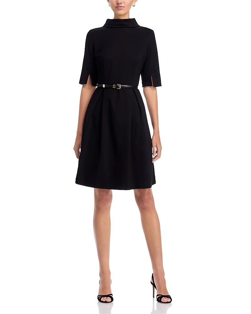 Misook Pleated Stretch Ponte Dress