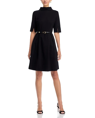 Misook Pleated Stretch Ponte Dress
