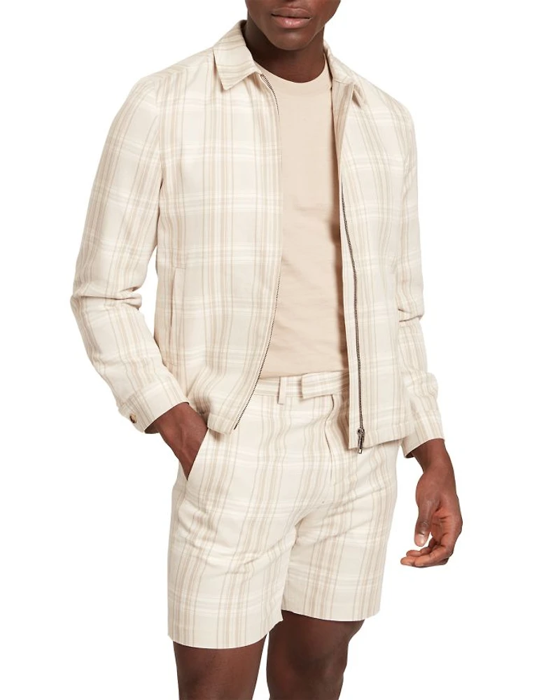 Arrigoh Checked Cotton & Linen Harrington Jacket
