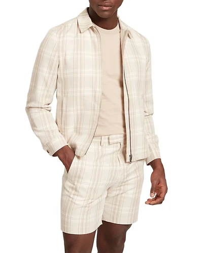 Arrigoh Checked Cotton & Linen Harrington Jacket