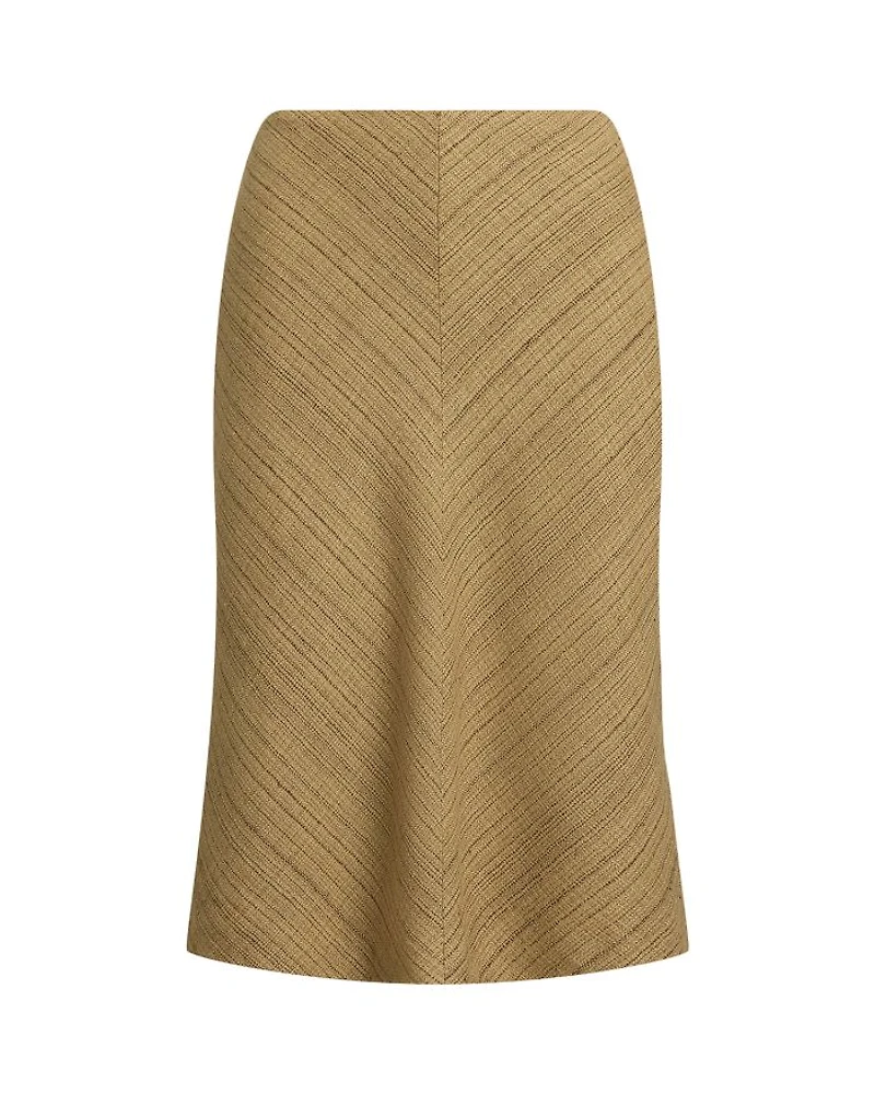 Herringbone Linen Blend Tweed Skirt