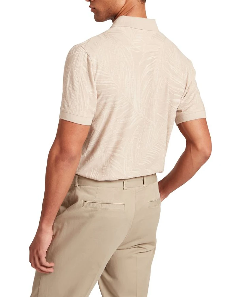 Edwine Jacquard Leaf Print Polo Shirt