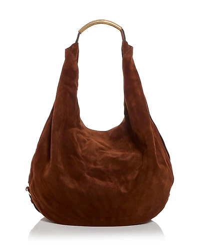 Moschino Handle Me Large Suede Shoulder Bag