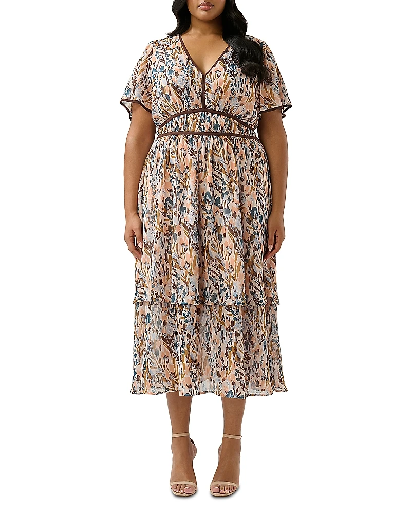 Estelle Plus Bellarosa Floral V Neck Dress