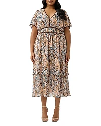 Estelle Plus Bellarosa Floral V Neck Dress
