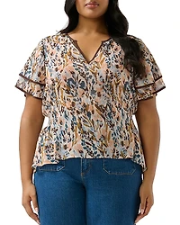 Estelle Plus Bellarosa Floral V Neck Top