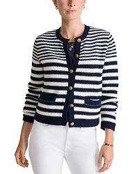 Cotton Cashmere Stripe Texture Cardigan