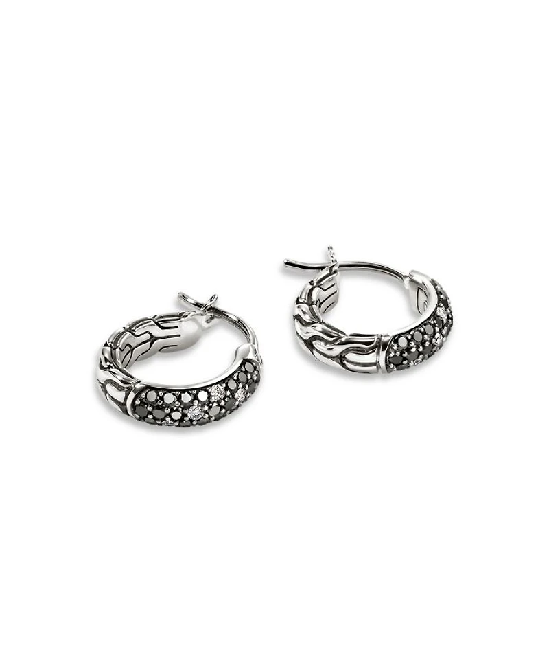 Sterling Silver JH Essentials Diamond Pavé Black Sand Small Hoop Earrings