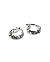 Sterling Silver JH Essentials Diamond Pavé Black Sand Small Hoop Earrings
