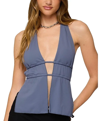 Edikted Nikole Split Front Backless Halter Top