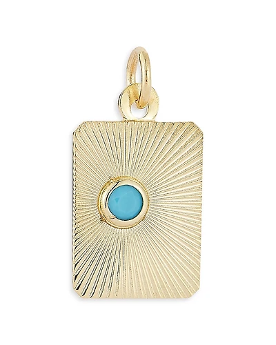 Moon & Meadow 14K Yellow Gold Turquoise Sunray Dog Tag Pendant