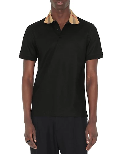 Cody Cotton Piqué Check Collar Slim Fit Polo Shirt