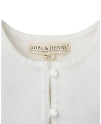 Unisex Hope & Henry Girls' Organic Cropped Curved Hem Cardigan