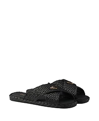 Prada Women's Raffia Crisscross Slides