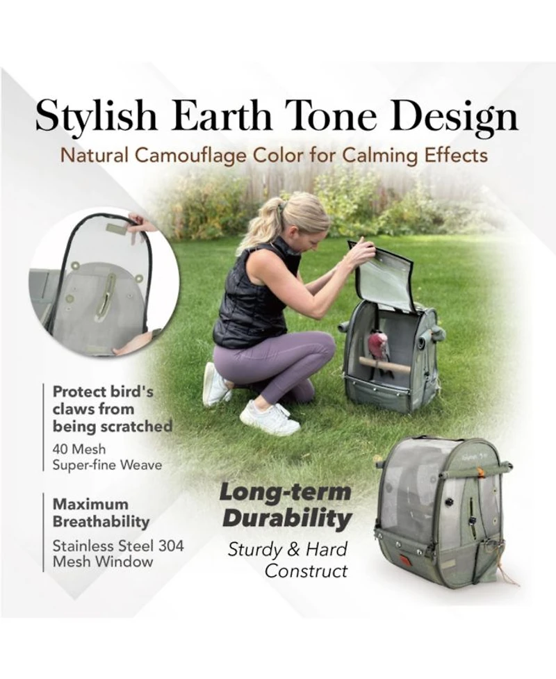 Medium Size Bird Travel Carrier Backpack with Perch