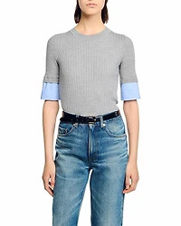 Sandro Contrast Sleeve Sweater