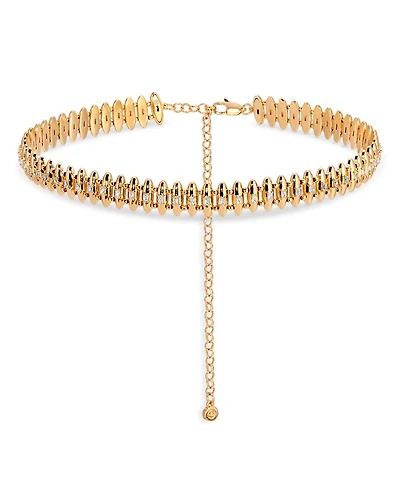 Baguette Cubic Zirconia Oval Dome Chain Choker Necklace, 12"-17"