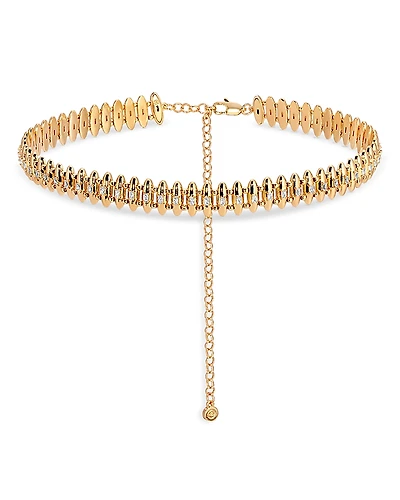 Ettika Baguette Cubic Zirconia Oval Dome Chain Choker Necklace, 12-17