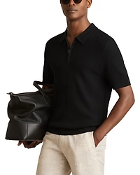 Textured Quarter Zip Polo Shirt