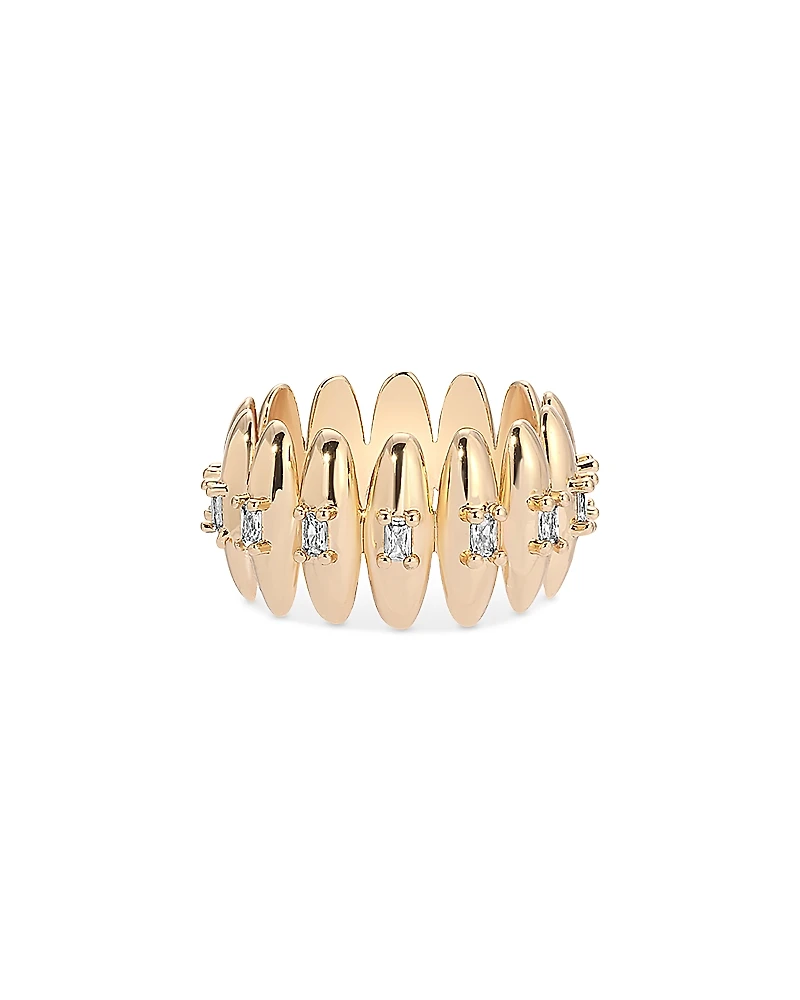 Ettika Baguette Crystal Oval Dome Band Ring