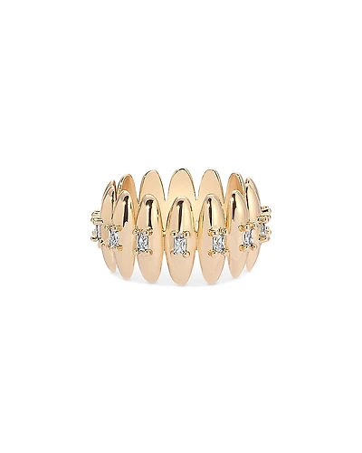 Ettika Baguette Crystal Oval Dome Band Ring