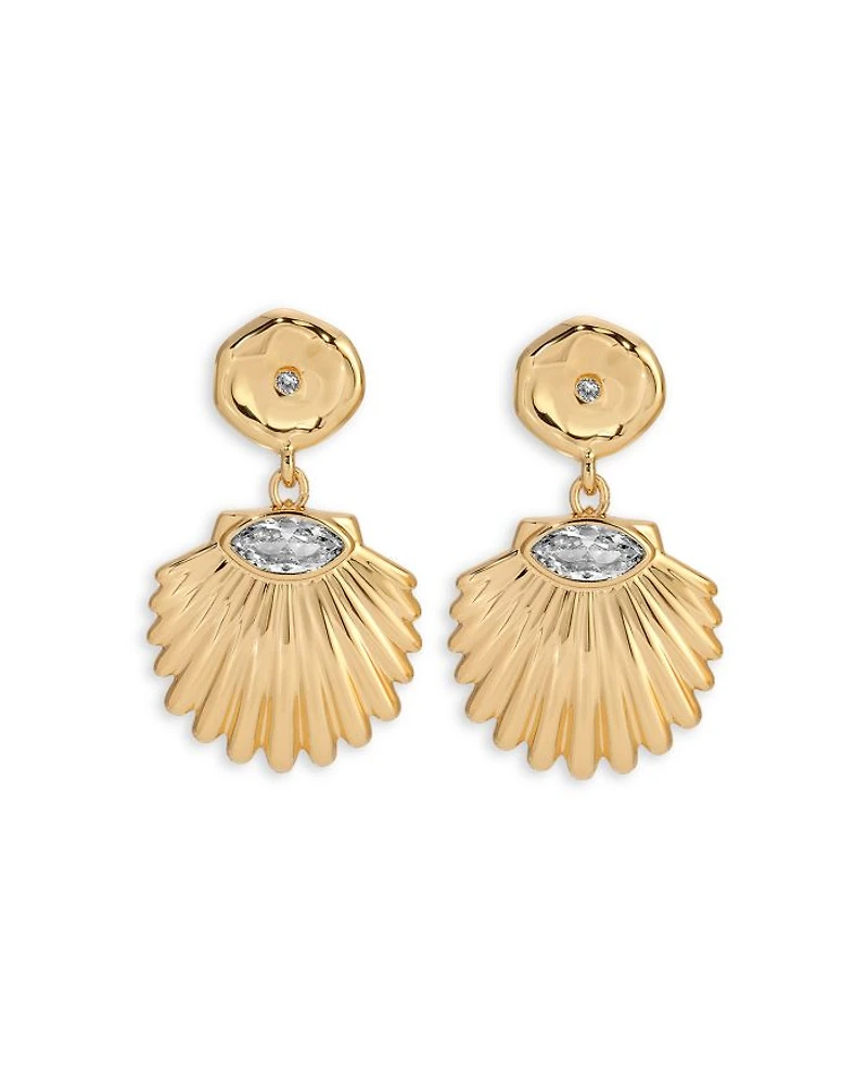 Santorini Cubic Zirconia Shell Drop Earrings
